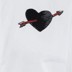 Pre Owned Valentino White Cotton Heart Arrow Appliquè Button Front Shirt S