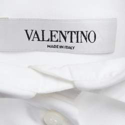 Pre Owned Valentino White Cotton Heart Arrow Appliquè Button Front Shirt S