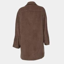 Valentino Miss V Brown Alpaca & Wool Double Breasted Oversized Coat S