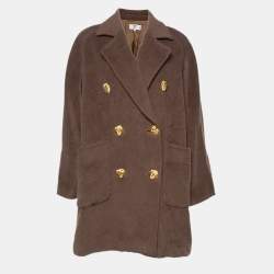 Valentino Miss V Brown Alpaca & Wool Double Breasted Oversized Coat S