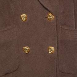 Valentino Miss V Brown Alpaca & Wool Double Breasted Oversized Coat S