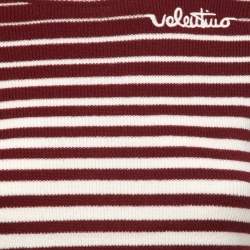 Valentino Burgundy/Cream Wool Blend Striped Sweater S