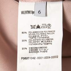 Pre Owned Valentino Blush Pink Floral Lace Ruched Midi Dress M