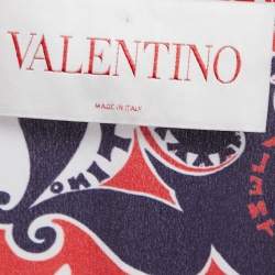 Valentino Red/Blue Manifesto Print Silk Playsuit S