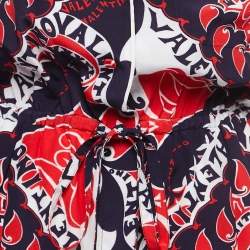 Valentino Red/Blue Manifesto Print Silk Playsuit S