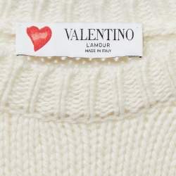 Valentino Cream Cashmere Heart Sweater M