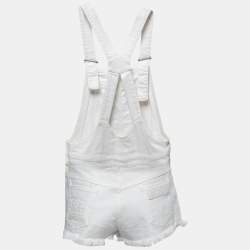 Pre Owned Valentino White Denim Embroidered Overalls S