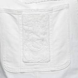 Pre Owned Valentino White Denim Embroidered Overalls S