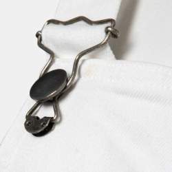 Pre Owned Valentino White Denim Embroidered Overalls S