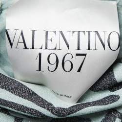 Pre Owned Valentino Green Tiger Print Crepe Wide Leg Jumpsuit M