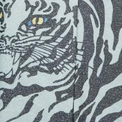 Pre Owned Valentino Green Tiger Print Crepe Wide Leg Jumpsuit M