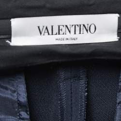 Pre Owned Valentino Navy Blue Crepe Straight-Leg Trousers M