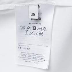 Pre Owned Valentino White Cotton Cut-Out Cuffs Shirt S
