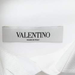 Pre Owned Valentino White Cotton Cut-Out Cuffs Shirt S