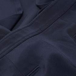 Valentino Navy Blue Silk Crepe Wide Leg Trousers M