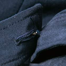 Valentino Navy Blue Silk Crepe Wide Leg Trousers M