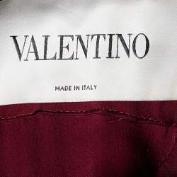 Pre Owned Valentino Burgundy Silk Smocked & Draped Maxi Dress M