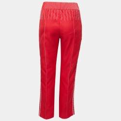 Pre Owned Valentino Red Technical Jersey Drawstring Trousers M