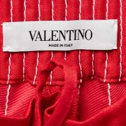 Pre Owned Valentino Red Technical Jersey Drawstring Trousers M