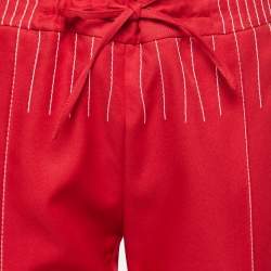 Pre Owned Valentino Red Technical Jersey Drawstring Trousers M
