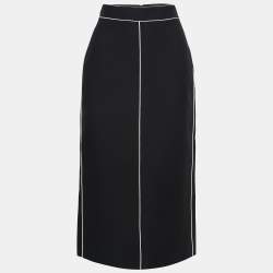 Valentino Black Wool & Silk Midi Skirt M