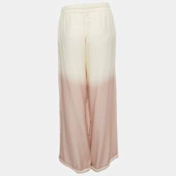 Valentino Pink Printed Silk Wide Leg Drawstring Pants M
