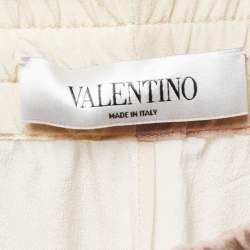 Valentino Pink Printed Silk Wide Leg Drawstring Pants M
