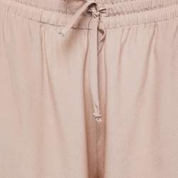 Valentino Pink Printed Silk Wide Leg Drawstring Pants M
