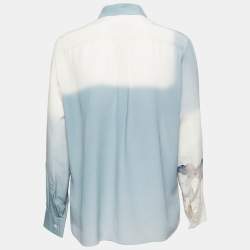 مملوكة مسبقًا Valentino Blue Printed Silk Chiffon Button Front Shirt M