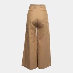 Pre Owned Valentino Brown Cotton Wide Leg Trousers M