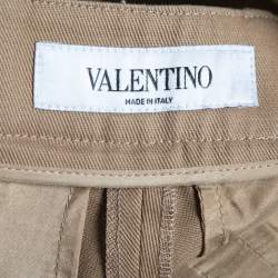Pre Owned Valentino Brown Cotton Wide Leg Trousers M