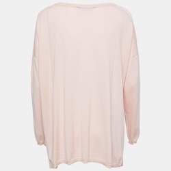 Pre Owned Valentino Pink Wool & Lace Inset Sweatshirt M