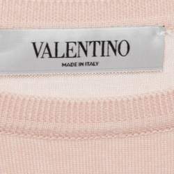 Pre Owned Valentino Pink Wool & Lace Inset Sweatshirt M
