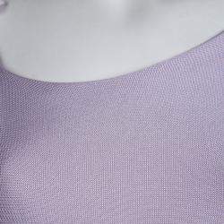 Pre Owned Valentino Lavender Knit Ruffle Detail Ruched One Shoulder Top S