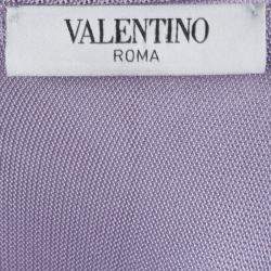 Pre Owned Valentino Lavender Knit Ruffle Detail Ruched One Shoulder Top S