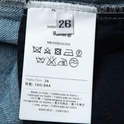 Pre Owned Valentino Light Blue Denim Butterfly Patched Fringed Jeans S Waist 26"