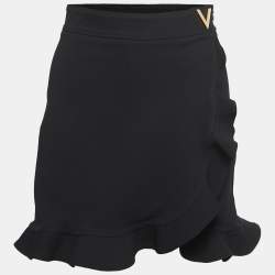 Valentino Black Crepe Ruffle Mini Skirt M