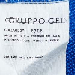 Pre Owned Valentino Miss V Blue Wool Pique Knit Crewneck Sweater M