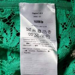 Pre Owned Valentino Green Lace Knit Trim Detail Oversized Crop Top S