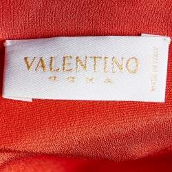 Pre Owned Valentino Red Silk Chiffon Ruffle Detail Sleeveless Mini Dress S