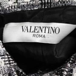 Valentino Blac/White Striped Tweed Button Front Jacket M