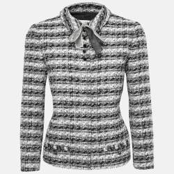 Valentino Blac/White Striped Tweed Button Front Jacket M