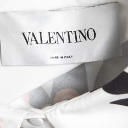 Pre Owned Valentino White Jungle Print Cotton Puff Sleeve Midi Dress M