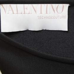 Pre Owned Valentino Techno Couture Black/White Wool Overlapped Short Sleeve Mini Dress S