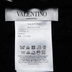 Pre Owned Valentino Black Rib Knit High Neck Sleeveless Crop Top L