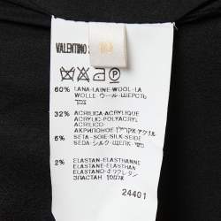 Valentino Black/White Patterned Wool Blend Knit Long Coat L