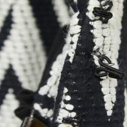 Valentino Black/White Patterned Wool Blend Knit Long Coat L