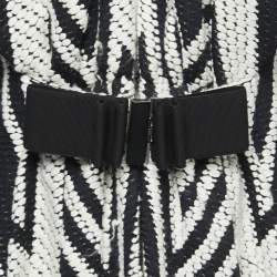 Valentino Black/White Patterned Wool Blend Knit Long Coat L