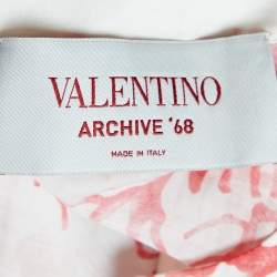 Pre Owned Valentino Archive '68 White Printed Cotton & Silk Midi Dress M