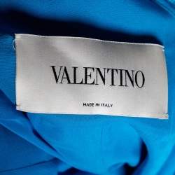 Pre Owned Valentino Blue Lace Bow Back Detail Gown S
